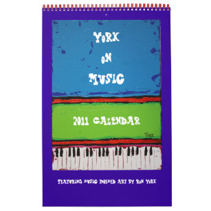 Music piano instrumental keyboard multicolored calendar