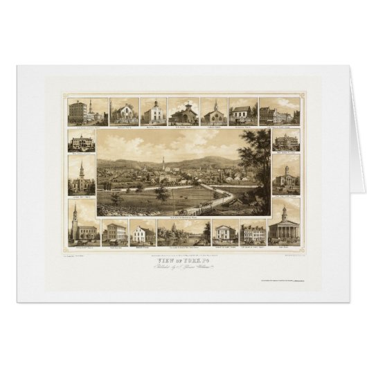 York, PA Panoramic Map - 1852 Cards (Front Horizontal)
