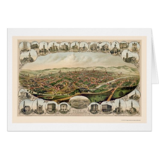 York, PA Panoramic Map - 1879 Cards (Front Horizontal)