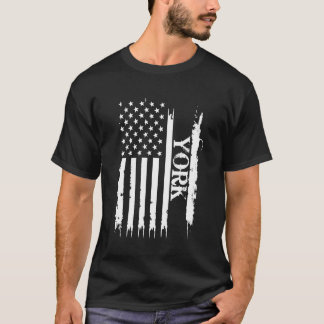 York United States Distressed w US Flag T-Shirt