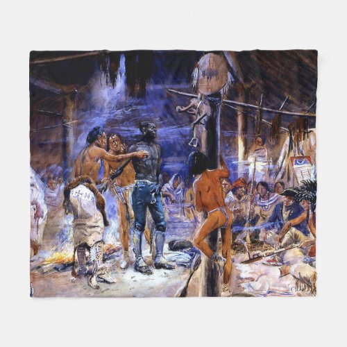 âœYork With Lewis and Clarkâ by Charles Russell Fleece Blanket