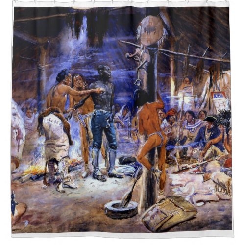 âœYork With Lewis and Clarkâ by Charles Russell Shower Curtain