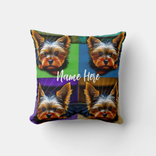 Yorkie 2 side Yorkie with Name  Throw Pillow