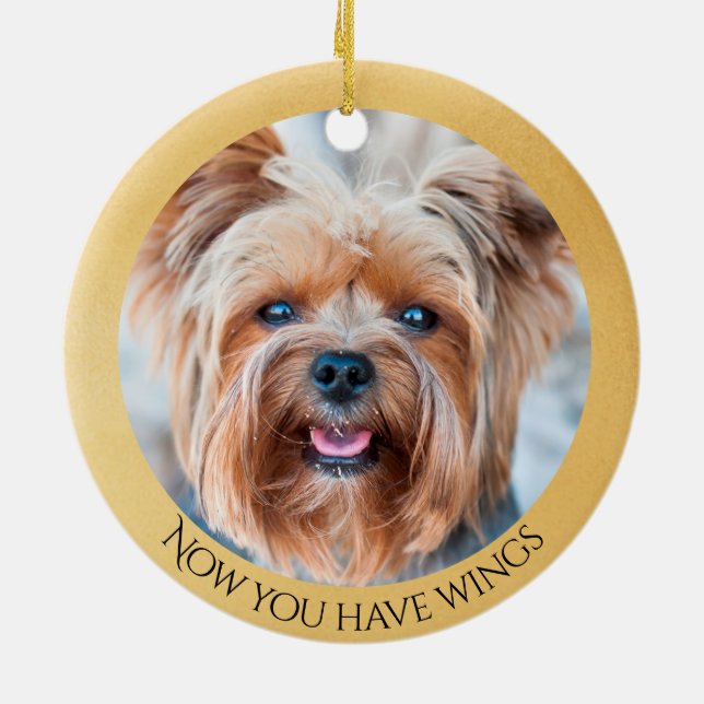Yorkie Angel Personalized Memorial  Ceramic Ornament (Back)