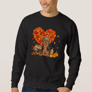 Yorkie Autumn Tree Fall Leaves Pumpkin Dog Sweatshirt