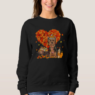 Yorkie Autumn Tree Fall Leaves Pumpkin Dog Sweatshirt