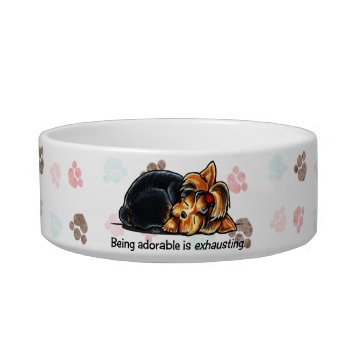 Yorkie Being Adorable Off-leash Art™ Bowl by offleashart at Zazzle