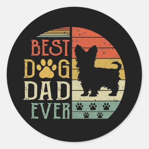 Yorkie Best Dog Dad Ever Vintage FatherS Day Classic Round Sticker