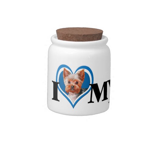 Yorkie Blue Heart Dog Treat Jar