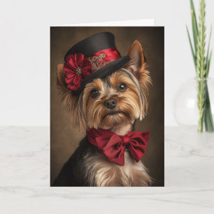 Yorkie Christmas Card Elegant Victorian Dog