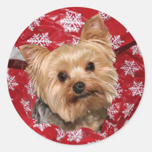 Yorkie Christmas Classic Round Sticker