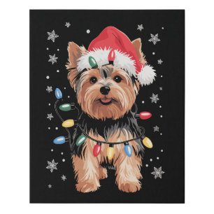 Yorkie Christmas Dog Long Xmas Gift Faux Canvas Print