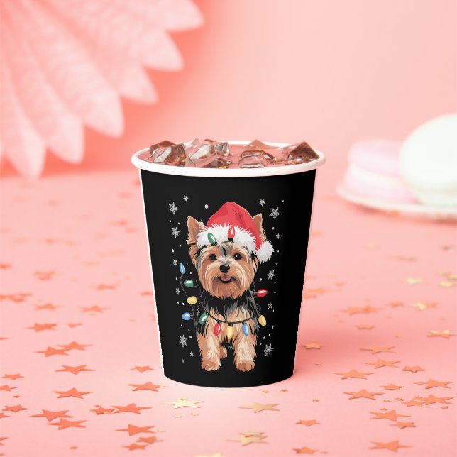 Yorkie Christmas Dog Long Xmas Gift Paper Cups (Insitu)