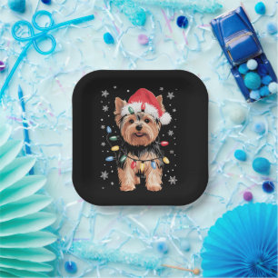 Yorkie Christmas Dog Long Xmas Gift Paper Plates