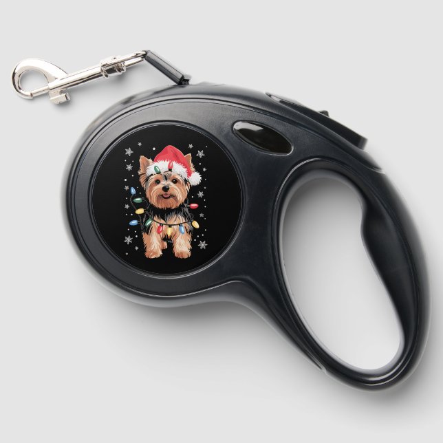 Yorkie Christmas Dog Long Xmas Gift Retractable Pet Leash (Front)