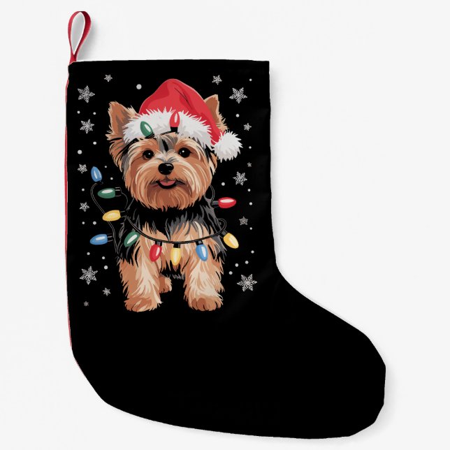 Yorkie Christmas Dog Long Xmas Gift Small Christmas Stocking (Front)