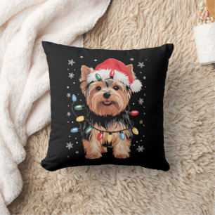 Yorkie Christmas Dog Long Xmas Gift Throw Pillow