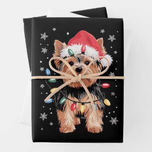 Yorkie Christmas Dog Long Xmas Gift Wrapping Paper Sheets