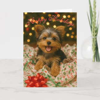 Yorkie Christmas Folded Greeting Card
