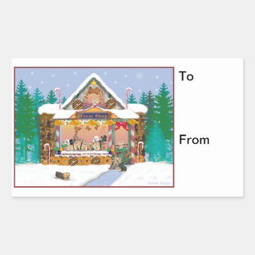 Yorkie Christmas Gingerbread Gift Tags Stickers