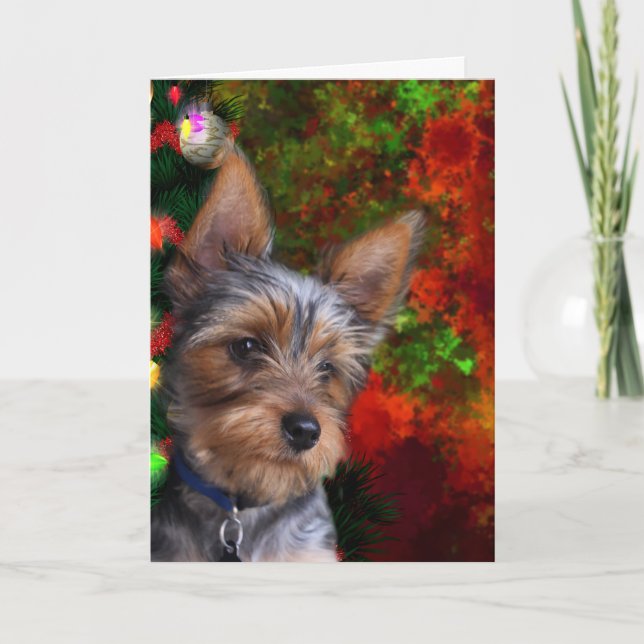 Yorkie Christmas Holiday Card (Front)