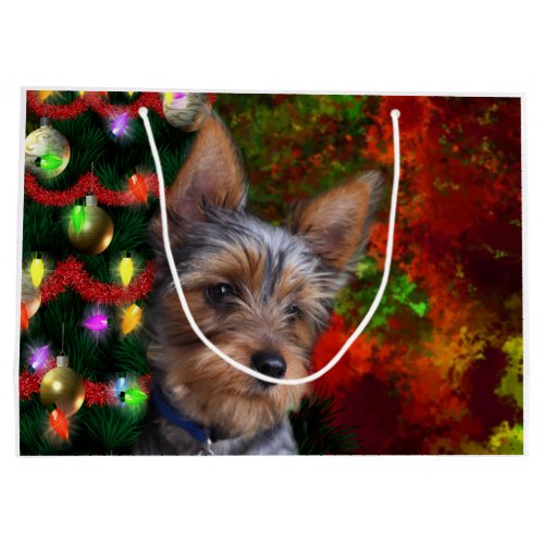 Yorkie Christmas Large Gift Bag