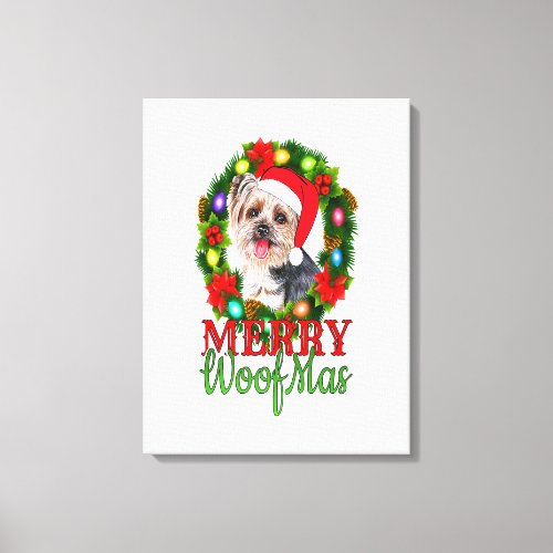 YORKIE CHRISTMAS MERRY WOOFMAS Dog Lover Yorkshire Canvas Print