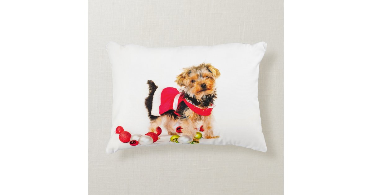Yorkie Christmas Pillow Zazzle