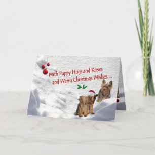 Yorkie Christmas Snow Scene Greeting card