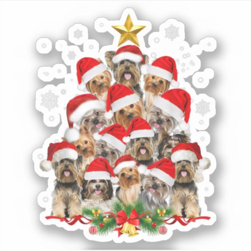 Yorkie Christmas Tree Funny Xmas Gifts For Yorkie  Sticker