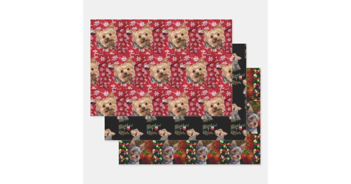 Yorkie Wrapping Paper Yorkie Christmas Wrapping Paper Sheets | Zazzle