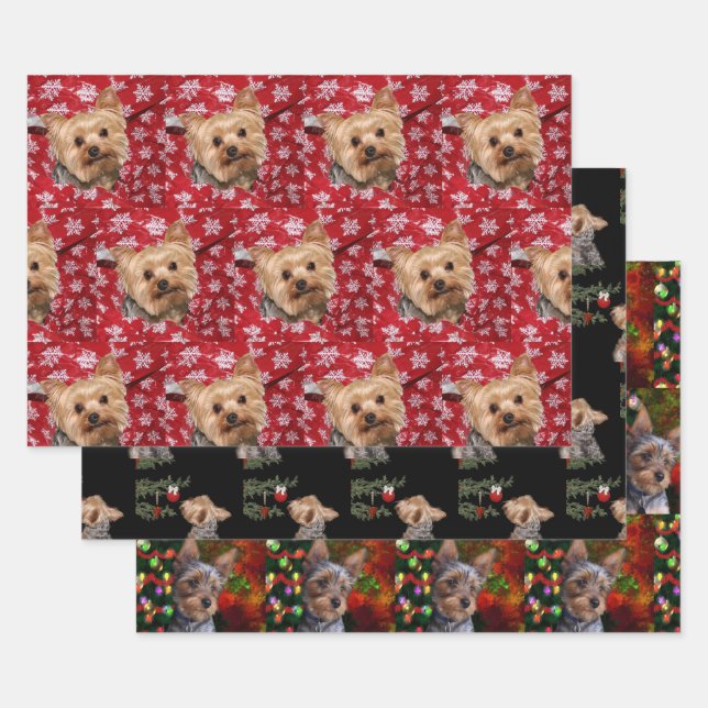 Yorkie Christmas Wrapping Paper Sheets (Set)