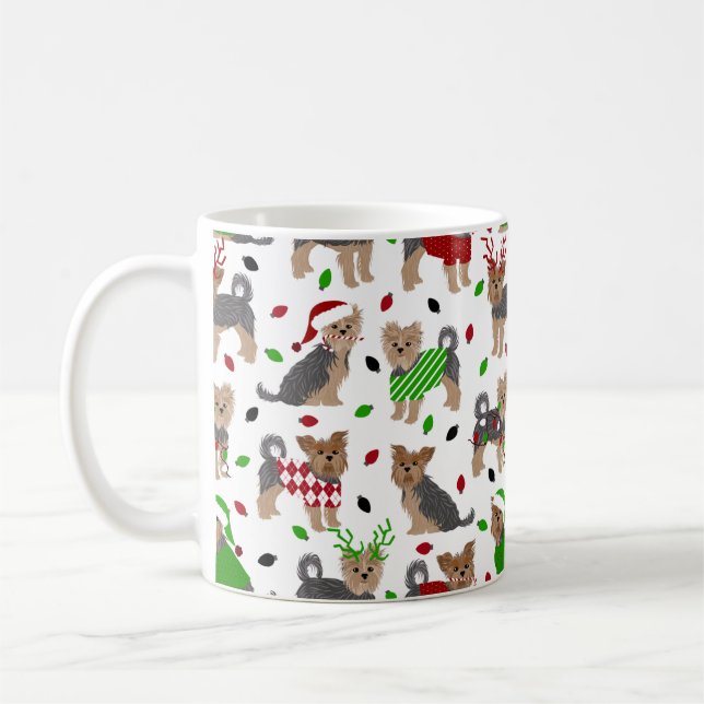 Yorkie Christmas Yorkshire Terrier Dog Coffee Mug (Left)