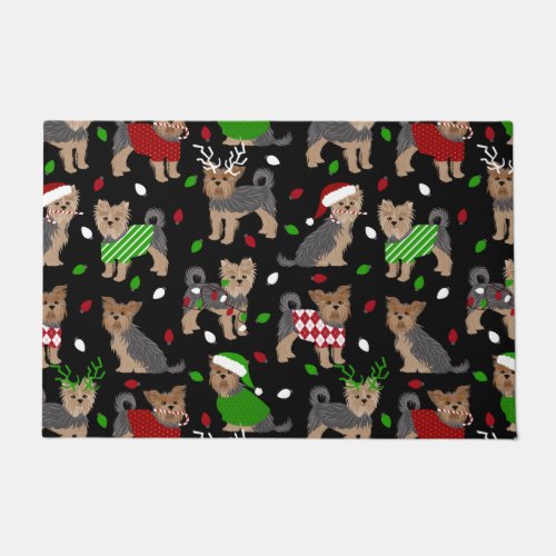 Yorkie Christmas Yorkshire Terrier Dog Doormat