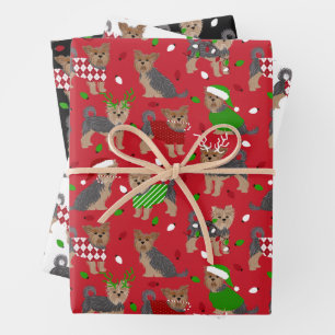 Yorkie Christmas Yorkshire Terrier Dog Wrapping Paper Sheets