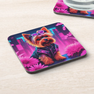 Yorkie- coasters with cork back - set of 6