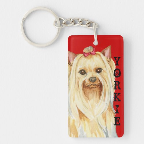 Yorkie Color Block Keychain