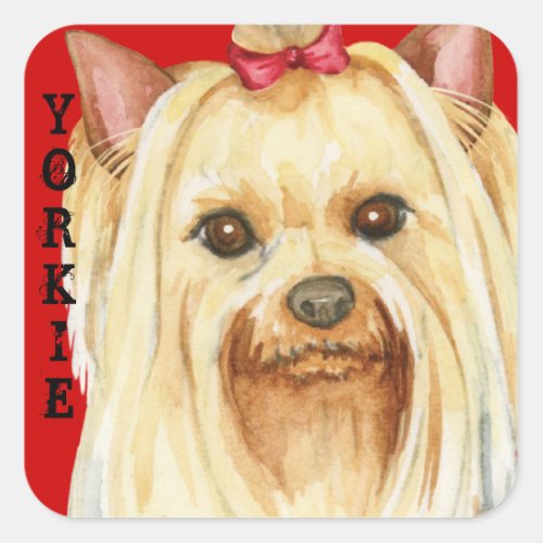 Yorkie Color Block Square Sticker