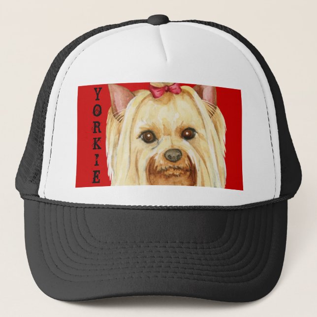 Yorkie Color Block Trucker Hat (Front)