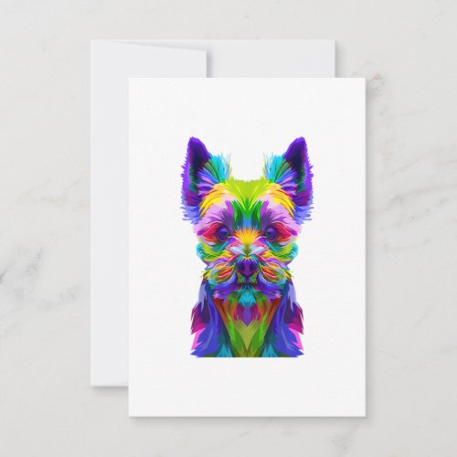 Yorkie Colorful Pop Art Portrait Yorkshire Terrier RSVP Card