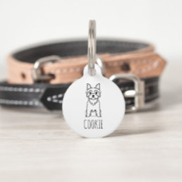 Yorkie Cute Custom Name Round Dog ID Tag