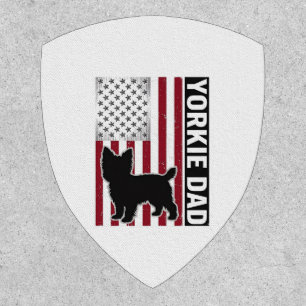 Yorkie Dad Patriotic Vintage Engraving Dog Shirt D Patch