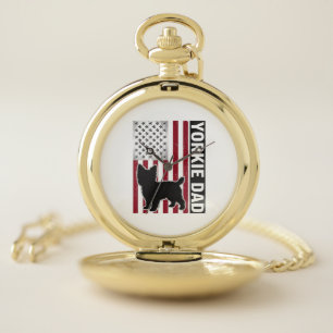 Yorkie Dad Patriotic Vintage Engraving Dog Shirt D Pocket Watch