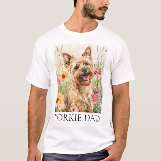 Yorkie Dad Shirt – Funny Watercolor Dog Tee (Front)