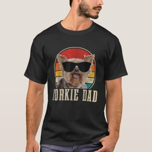 Yorkie Dad Sunglasses Funny Dog Vintage Yorkshire  T_Shirt