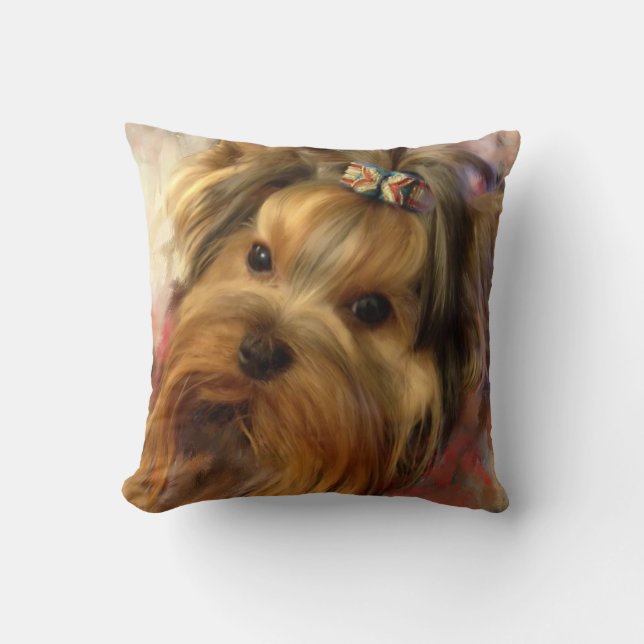Yorkie Designer Pillow (Front)