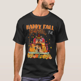 Yorkie Dog Autumn Fall Pumpkin Truck Mappe Thanksg T-Shirt