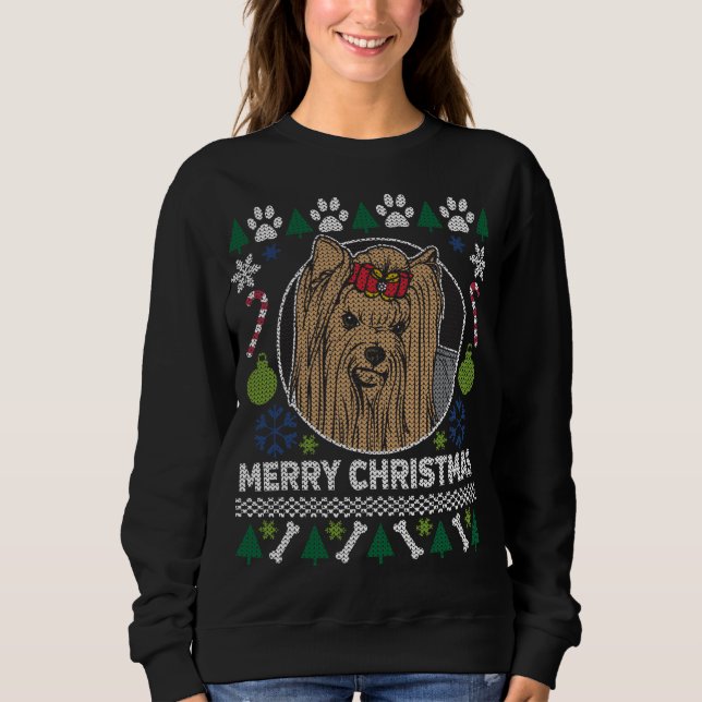 Yorkie Dog Breed Ugly Christmas Sweater (Front)