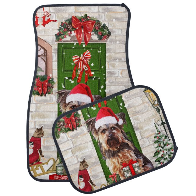 Yorkie Dog Christmas   Car Floor Mat (Set)
