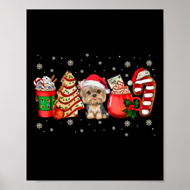 Yorkie Dog Christmas Pajamas Coffee Latte Mugs Xma Poster (Front)